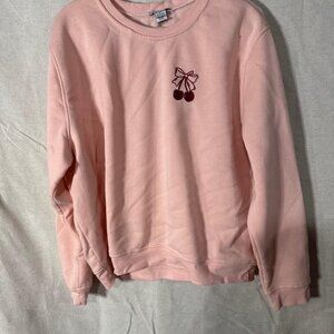 ✨Light Pink Fleece Lounge Set – Cherry Embroidery – Size XL✨